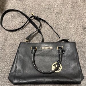 Michael Kors Black Satchel with Gold Accents